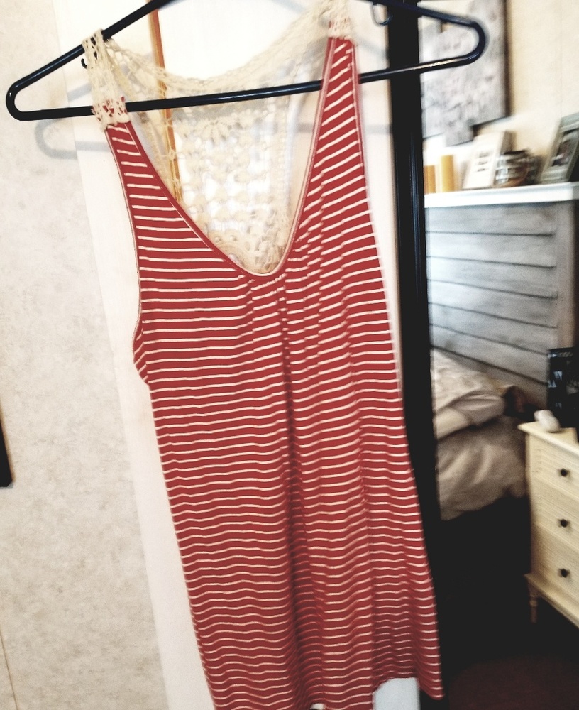 Striped, laced back tank top